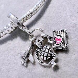 Travel Charm Plane Dangle Charm fits PANDORA